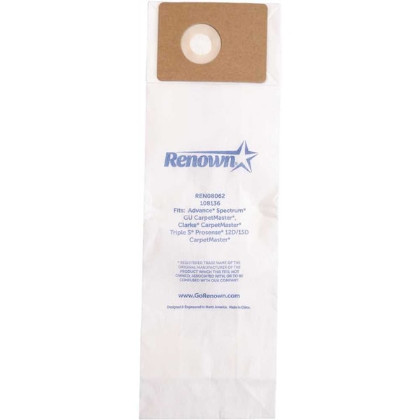 Vacuum Bag for Advance Spectrum Carpetmaster + 2 Prefilter Equivalent To 1471058500, 10PK
